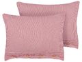 Dekokissen 2er Set Baumwolle rot / weiß gestreift 40x60 cm mit Knöpfen Aalita