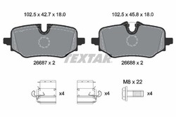 Textar 2668701 Bremsbelagsatz, Scheibenbremse hinten für BMW MINI