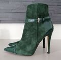 MAI PIU SENZA Leder Stiefelette Gr. 36 *Grün* Veloursleder Lack NEUwertig ~Mega~