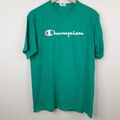 Champion T-Shirt Herren Large Grün Baumwolle Rechtschreibung Logo T-Shirt USA Sport