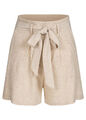 VILA Damen Shorts Leinen High-Waist Hotpants Bindegürtel natural B22050134	