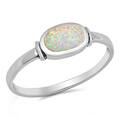 RING 925 Sterling - SILBER Edelstein OPAL lab. WEIß oval Gr. 20