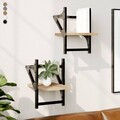 2er Set Wandregale mit Stangen Hängeregal Schweberegal Wandboard Bücherregal Neu