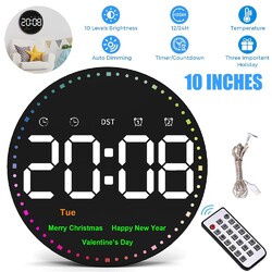 Große LED Digital Wanduhr mit Datum Temperatur Display Clock Fernbedienung