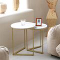 2er Couchtisch Rund Beistelltisch Satztisch Sofatisch Kaffeetisch Marmor Optik