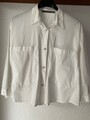 transit bluse, lässiger oversize Schnitt, gedecktes weiss, Gr. 36/ 38