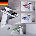 LED Beleuchteter Wasserhahn Bad Armatur Wasserfall Waschtisch Armatur RGB