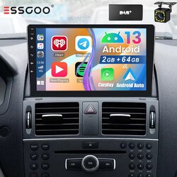 DAB+ Android 13 2+64GB Autoradio CarPlay Navi KAM Für Mercedes C Class W204 S204
