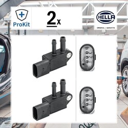 2x ORIGINAL® Hella Sensor, Abgasdruck für VW GOLF VI GOLF VI Variant TOUAREG