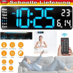 Digitale Wanduhr 16 Zoll LED Display Fernbedienung RGB Nachtlicht Temperatur