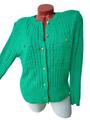 Schicke Strickjacke Pullover Pulli TASCHEN goldene KNÖPFE 34 36 38 40 42 grün