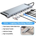 12in1 USB C Dockingstation mit HDMI 4K USB 3.0 USB 2.0 Type-C SD/TF 3.5mm Audio
