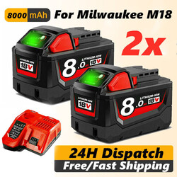 2x Für Milwaukee M18 High Output Akku M18B6 18V XC 8,0 Li-Ion 48-11-186