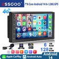 Autoradio 6+128G Carplay Android14 GPS NAVI Bluetooth RDS MIK Kamera 2DIN 4G LTE