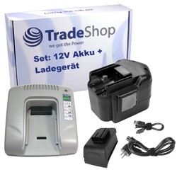 2in1 Set: Ni-MH Akku 12V 2000mAh + USB Ladegerät für AEG Milwaukee 48-11-1960
