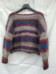 Farbmix Pullover 💥 Selbst Gestrickt Unikat 💎 Mohair Wolle 💎 Pullover 💎 neu