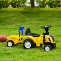 HOMCOM Kinderfahrzeug Laufhilfe mit Anhänger, Hupe Kunststoff Metall Gelb