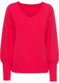 Pullover mit Ballonärmeln Gr. 36/38 Granatrot Damen Strick-Pulli Sweater Neu