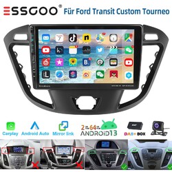 Für Ford Transit Tourneo Custom Autoradio DAB+ 9" CarPlay Android 13 64G Navi FM