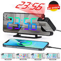 LED Alarm Wecker mit Projektion Digital Spiegel USB Alarmwecker Tischuhr Snoozes