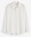 Neu Oversize-Bluse mit Rückenprint Gr. 42 Weiß Damen Langarm Hemd Tunika Shirt