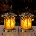 2x Solarleuchte LED Solar Garten Flammeneffekte Solarlampe Hängeleuchte Laternen