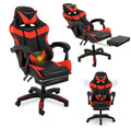 Massage Gaming Stuhl +Kopfstütze,Fußstütze Racing Bürostuhl Drehstuhl Bürostuhl