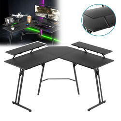 120cm L-förmiger Gaming Tisch mit 2 Monitorhalterung Schreibtisch Computertisch