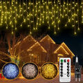 LED Lichterkette Eisregen 5m 10m 15m Weihnachtslichterkette Eiszapfen Außen Deko