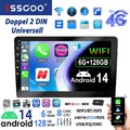 DAB+ Android 14 Autoradio 2 DIN 6+128G Carplay 9 Zoll GPS NAVI RDS Bluetooth 4G