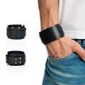 Lederarmband schwarz Herren breit Armband Männer breites Leder Herrenarmband