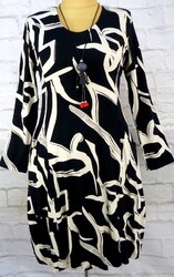 Kleid Bluse Longshirt Tunika Taschen Designer Abstrakt Ballon Viskose M 38 40