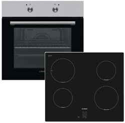 Herdset Backofen Einbauherd Pizzastufe mit Bosch Induktionskochfeld autark 60 cm
