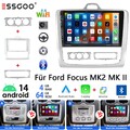 Android 13 Autoradio 4+64GB Carplay Für Ford Focus II MK2 2004-2011 GPS WIFI SWC