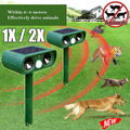 1/2x Solar Tiervertreiber Ultraschall Abwehr Marder Katzen Hunde Abwehr Schreck