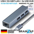 USB-C Typ-C Hub 3 Ports + 10/100/1000 Mbps Gigabit Ethernet LAN Adapter Extern