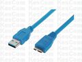 USB 3.0 Kabel A-Stecker auf Micro B-Stecker HighSpeed Datenkabel blau 0,5m
