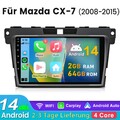 Android 14 Autoradio Navi GPS 2+64GB Carplay Für Mazda CX-7 2008-15 WIFI BT DAB+