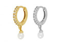 Ohrringe Damen Frauen Creole Perle Zirkonia Sterlingsilber 925 verspielt