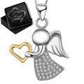 Halskette Schutz-Engel mit Herz 925er Echt Silber Gravur Schmuck Box für Damen