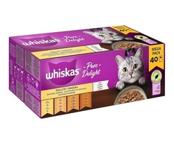 Whiskas 1+ Katzennassfutter Ragout Geflügel Auswahl in Gelee, 40x85g (1 Packung)