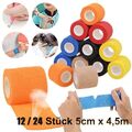 Elastische Bandage Athletic Tape Fixierbinde Selbsthaftend 5cm x 4,5m 12 Packung