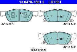 ATE Bremsbelagsatz, Scheibenbremse 13.0470-7361.2 für FORD
