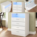 LED Sideboard Highboard mit Beleuchtung Wohnzimmer Kommode Weiß Hochglanz 83cm