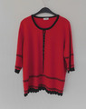 Pullover mit Strass +Schurwolle warmes rot+schwarz -42/44 - Neuwertig
