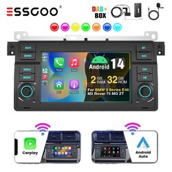 DAB+ Android 14 Apple Carplay Autoradio GPS RDS WiFi Für BMW 3er E46 M3 320 MGZT