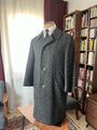 1960s Alter Herren Winter Mantel Wolle Tweed Grau Größe 48 Vintage 38R