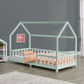 Kinderbett mit Rausfallschutz 90x200cm Haus Holz Mint Bettenhaus Hausbett Bett