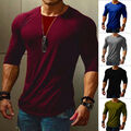 Herren-T-Shirt Schmal Normal Übergroß Langärmelig V-Ausschnitt Muskel-T- §