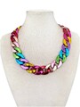 Damenkette Statement Gliederkette Modeschmuck Halskette Bunt Modekette Blogger